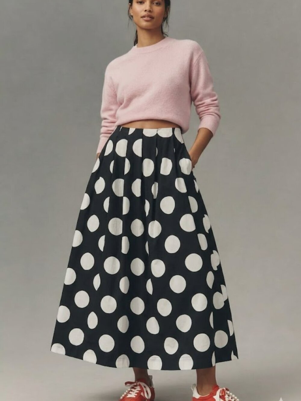 Maeve Cotton Poplin Pleated Midi Skirt